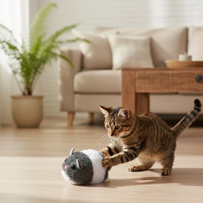 jouets pour chatons gris