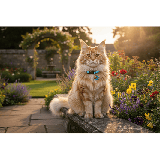 Collier chat réfléchissant bleu avec clochette et plaque gravée