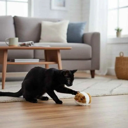 Jouet en peluche pour chaton, souris brune et blanche au petit visage
