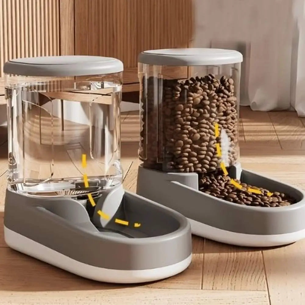 Distributeur de croquettes pour chat SmartFeed gris, réservoir transparent et bol de service