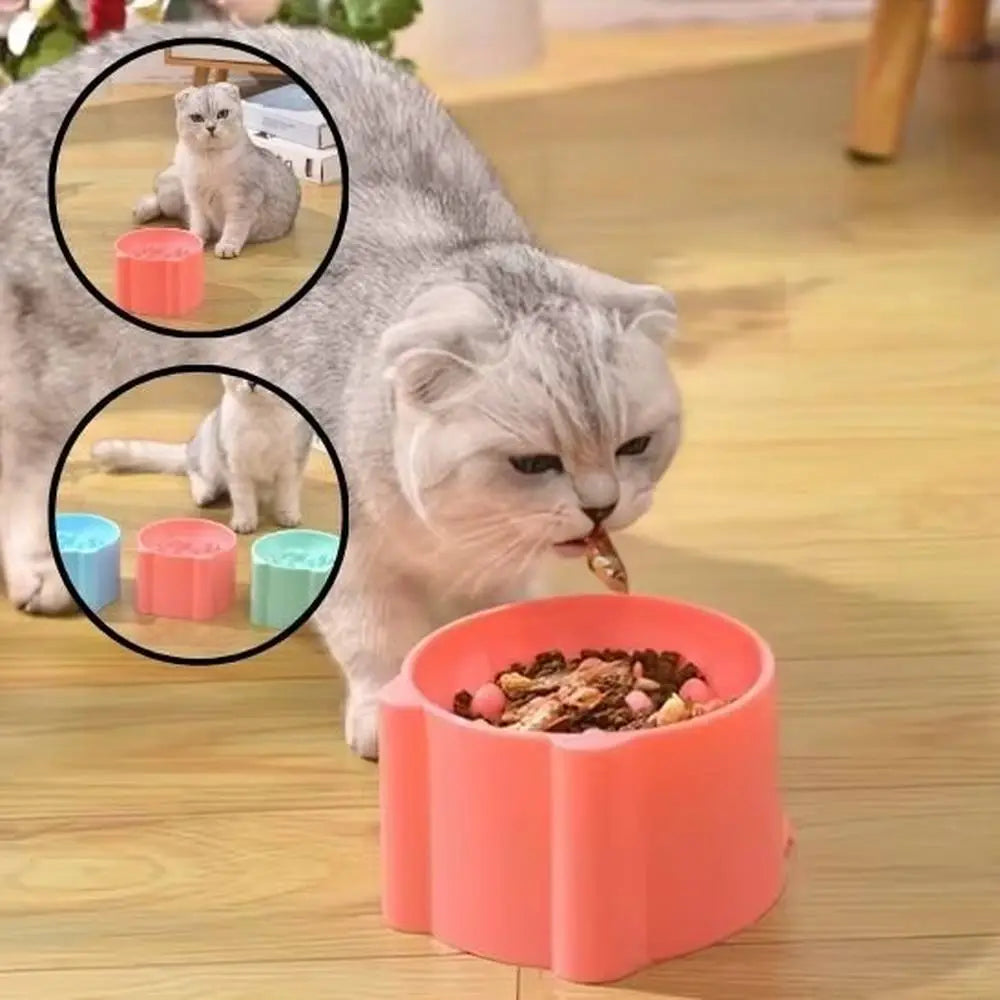 Gamelle anti-glouton pour chat rose, bol large, chat mange au bord
