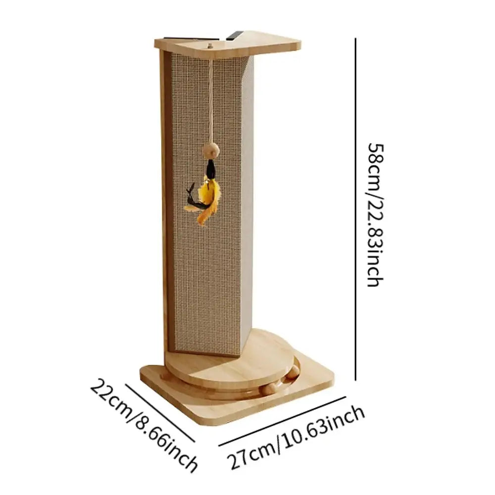 Griffoir pour chat CatScratcherPost™ marron, 58 cm de hauteur, base 27×22 cm
