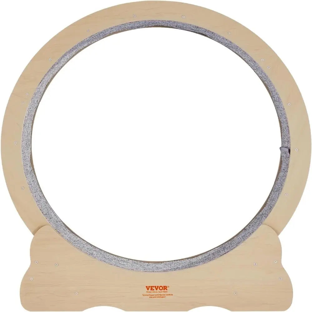 Roue pour chat KittyTread™ beige avec tapis de course gris, grand cercle ouvert