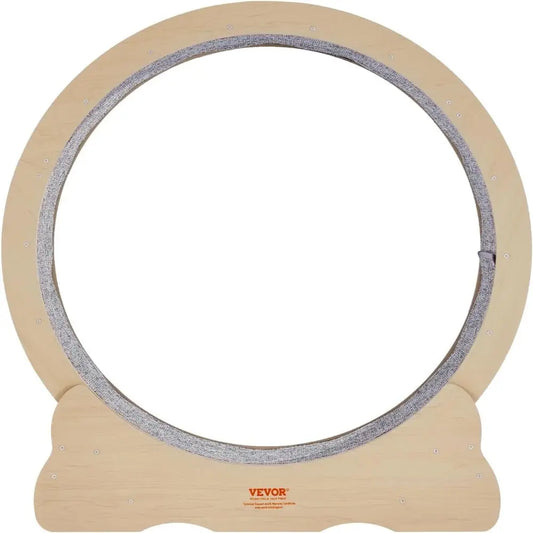 Roue pour chat KittyTread™ beige avec tapis de course gris, grand cercle ouvert