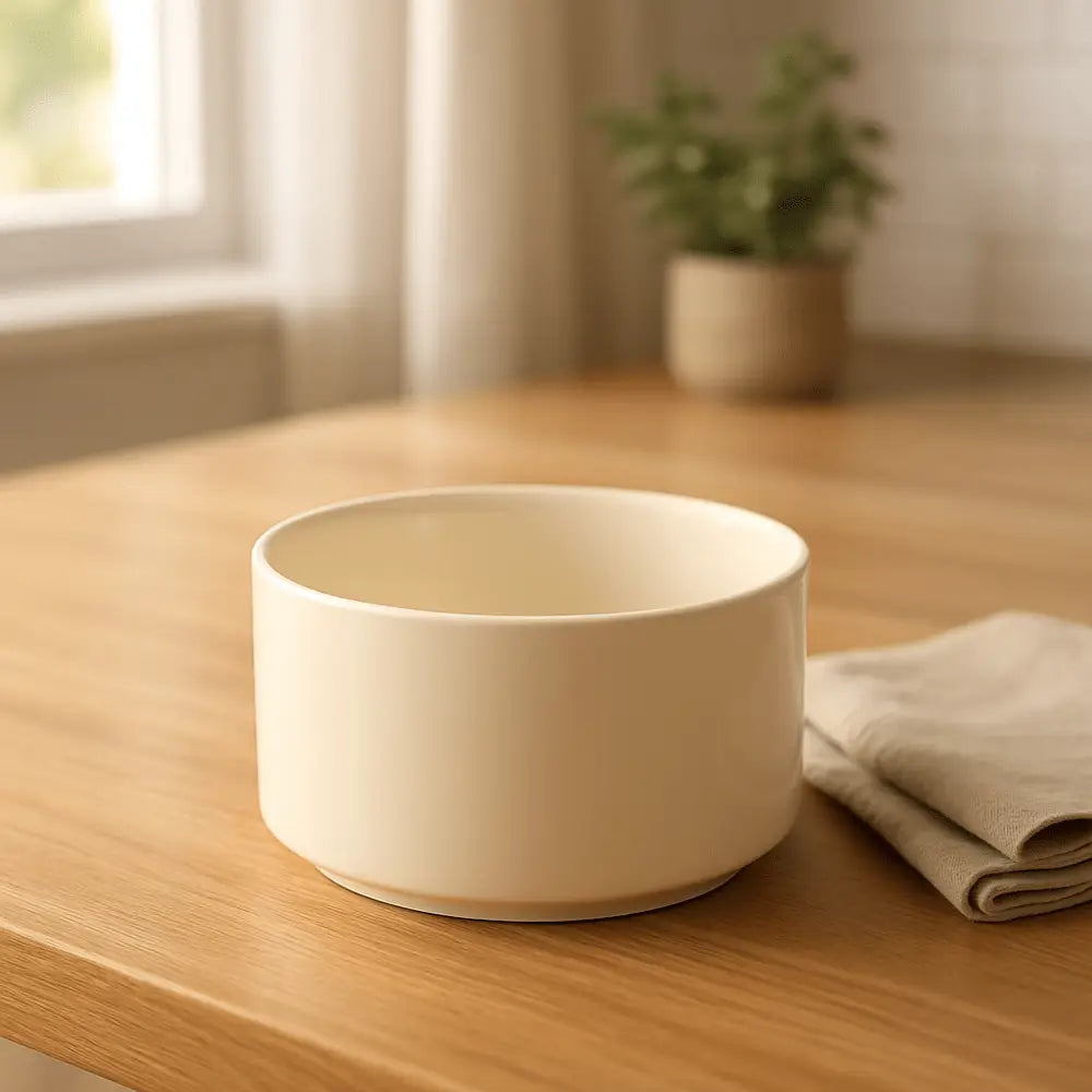 Bol en céramique pour fontaine à eau blanc, intérieur lisse