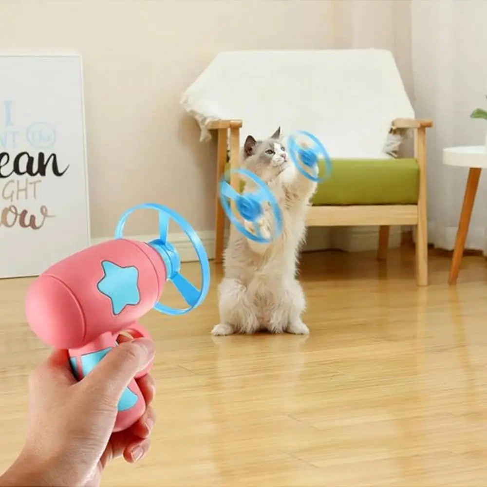 Lance-bulles d’été pour chat rose, embout étoile bleu et anneaux tournants