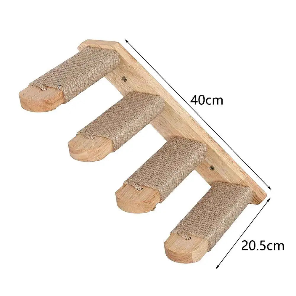 Échelle murale d’arbre à chat en bois avec barreaux recouverts de sisal