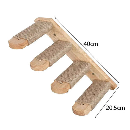 Échelle murale d’arbre à chat en bois avec barreaux recouverts de sisal