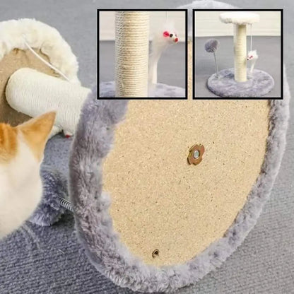 Base de griffoir ProtectoFelin : plateau en sisal beige bordé de peluche grise