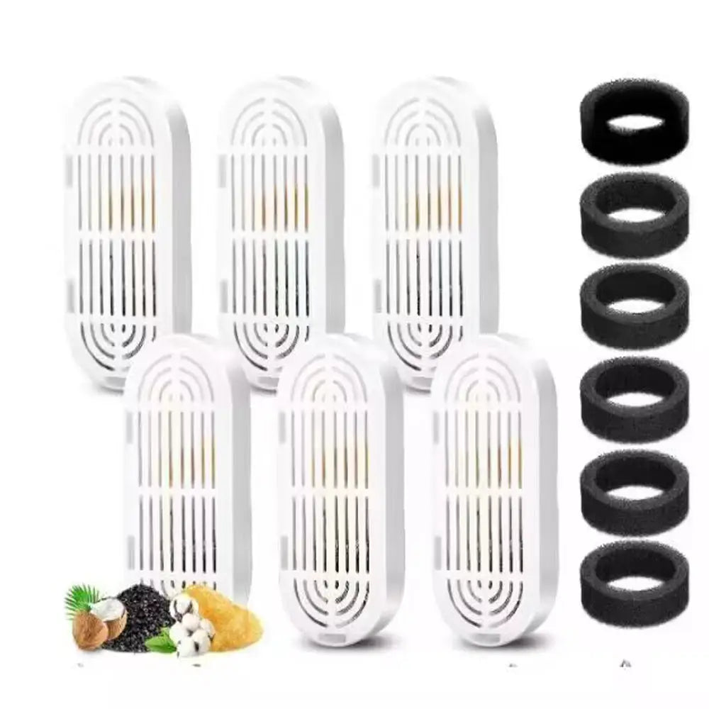 Ensemble de filtres pour fontaine à eau : cartouches blanches et charbons noirs