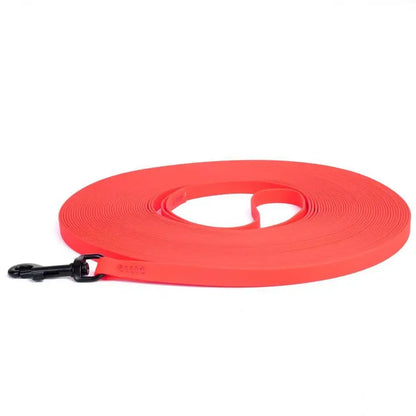 Laisse pour chat PVC imperméable rouge, rouleau de sangle avec mousqueton noir