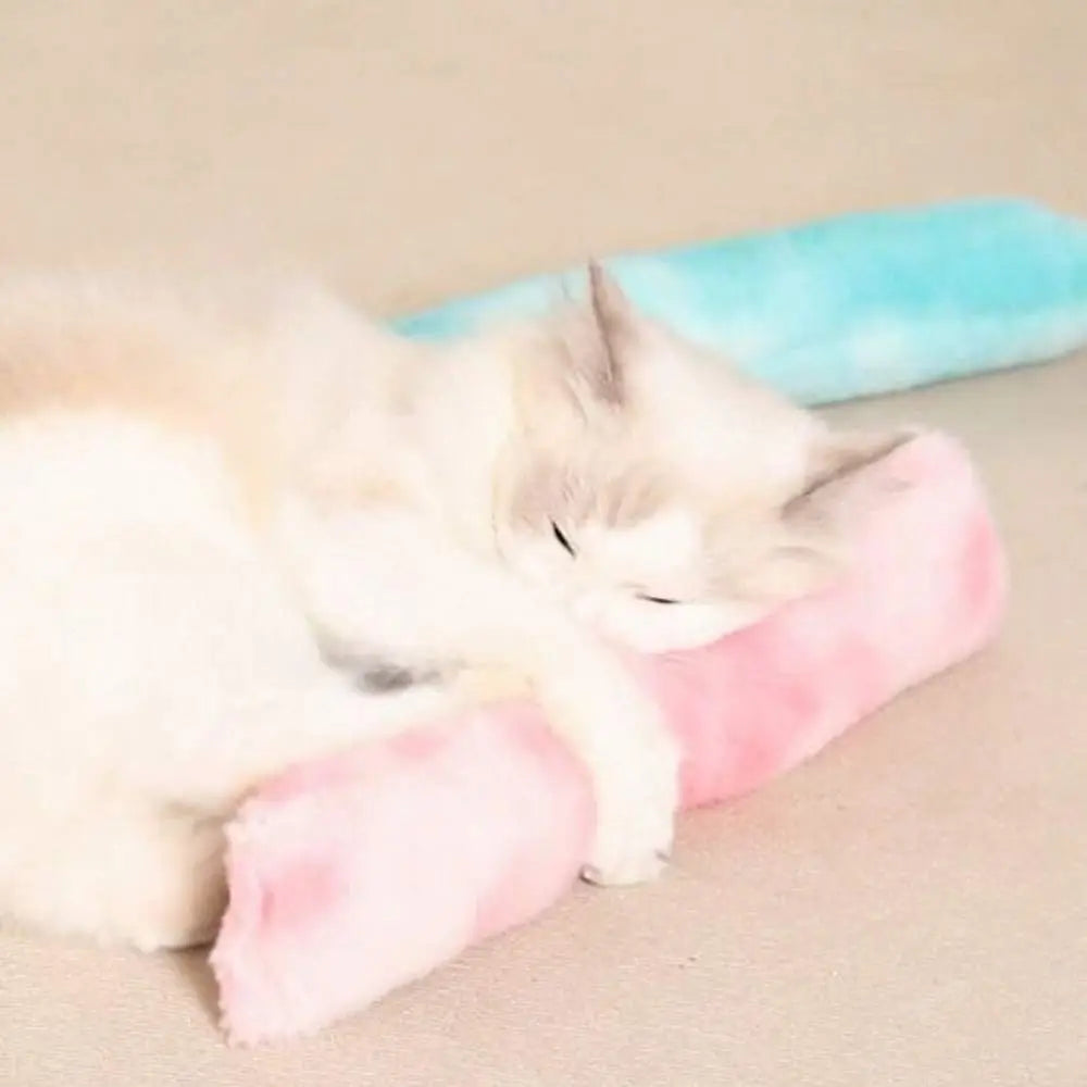 Bâton à macher pour chat en peluche rose pâle, long et souple