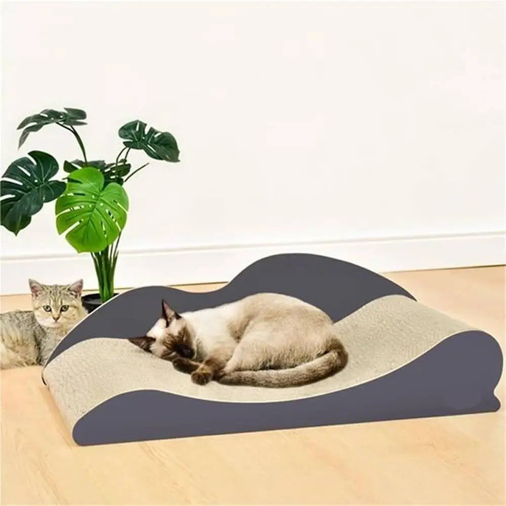 Griffoir pour chat PawComfort en forme d’onde, plateau beige en sisal et base noire