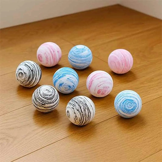 Balles pour chat rayées, assortiment rose/bleu/noir