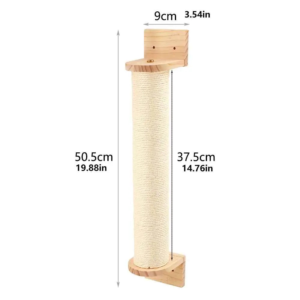 Griffoir vertical en bois avec habillage en sisal, hauteur 50,5 cm