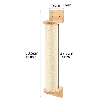 Griffoir vertical en bois avec habillage en sisal, hauteur 50,5 cm