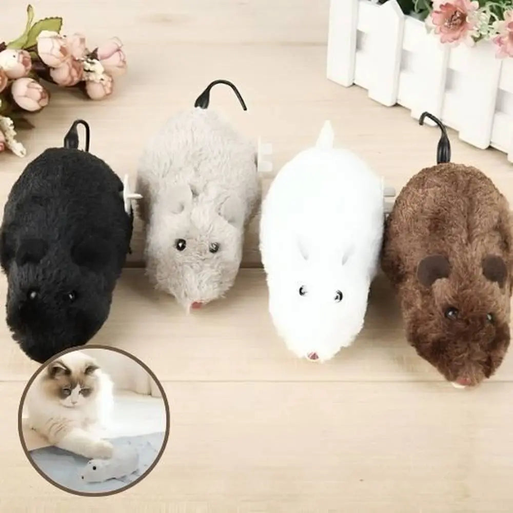 Lot de souris en peluche Stimu'Félin, noir, blanc et brun.