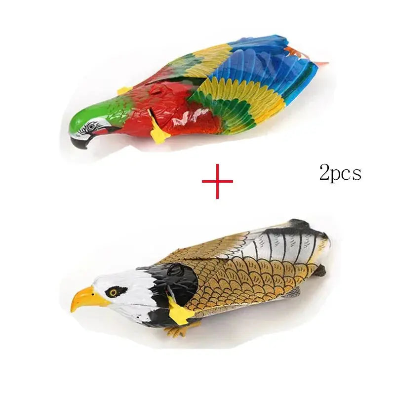 Lot de 2 jouets pour chat en forme d’oiseaux multicolores