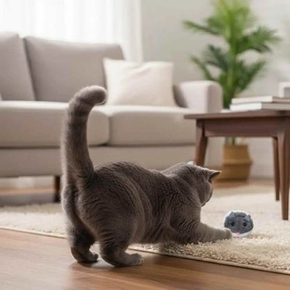 Jouet en peluche pour chaton, souris grise au museau rose