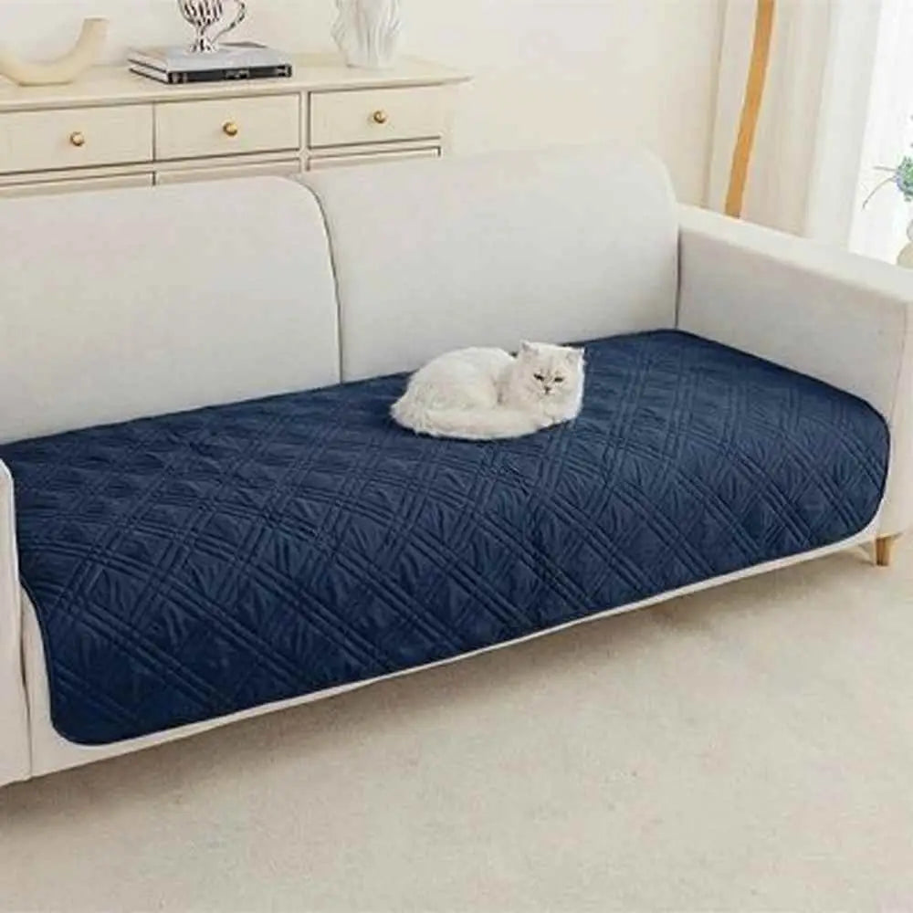 Couvre-canapé pour chat, matelassé bleu foncé, bord arrondi, sur l’assise