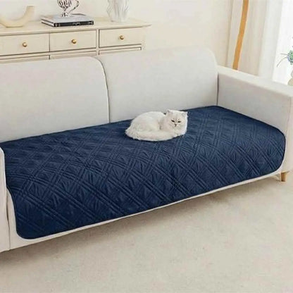 Couvre-canapé pour chat, matelassé bleu foncé, bord arrondi, sur l’assise