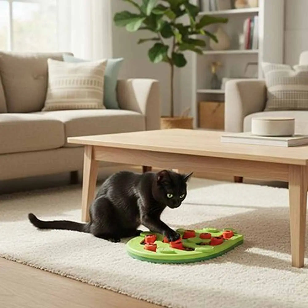 Plateau repas interactif vert, 14 compartiments avec pièces rouges