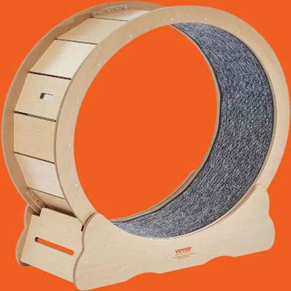 Roue pour chat KittyTread™ beige avec flancs ajourés et tapis de course gris