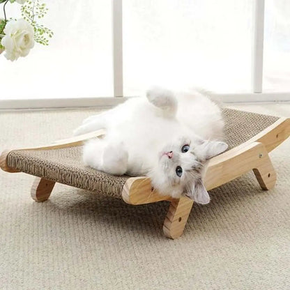 Griffoir pour chat 3 en 1 à ossature en bois et surface grattable tissée