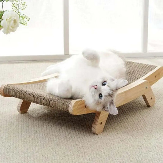 Griffoir pour chat 3 en 1 à ossature en bois et surface grattable tissée