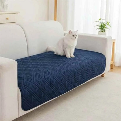 Couvre-canapé pour chat, matelassé bleu foncé, bord arrondi, couvrant l’assise