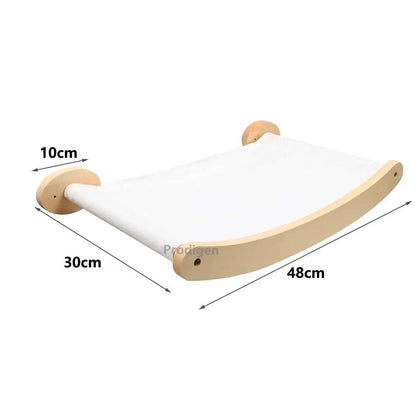 Hamac mural en bois avec coussin clair, dimensions 30 x 48 cm