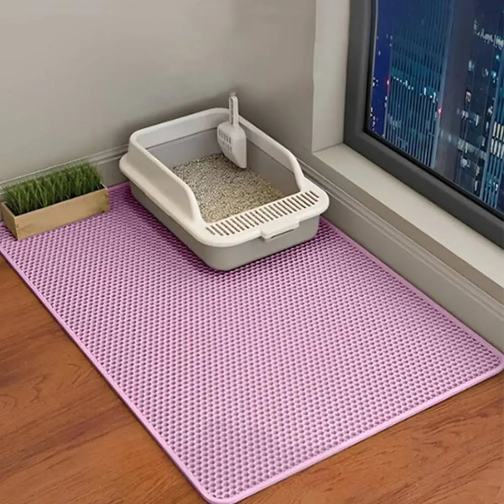 Tapis de litière pour chat rose vif, surface à picots en nid d’abeille