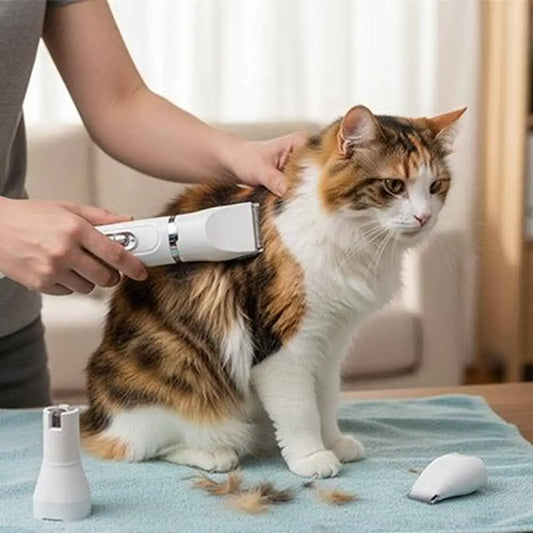 Tondeuse pour chat blanche, lame en métal pour coupe précise sur le pelage