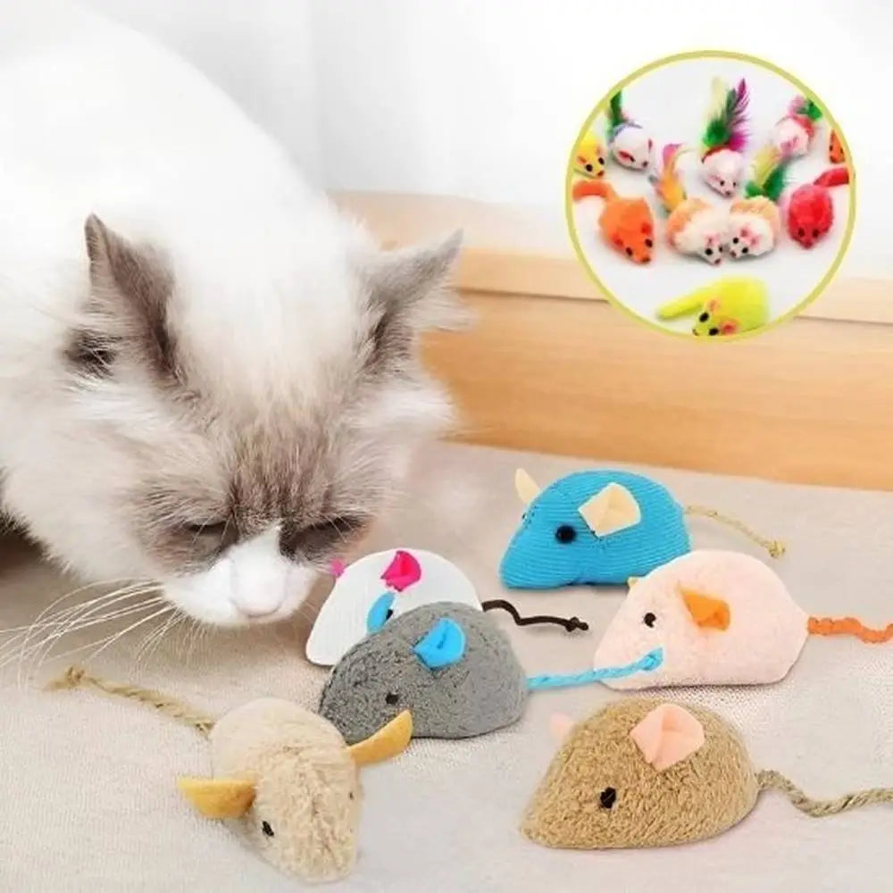 Lot de jouets pour chat en peluche, souris et petits animaux à plume