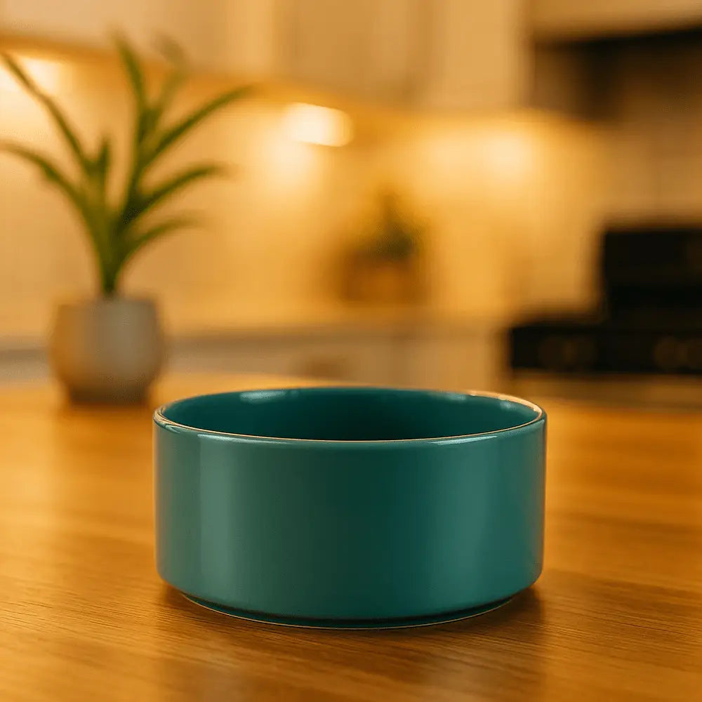 Bol en céramique pour fontaine à eau vert, intérieur lisse