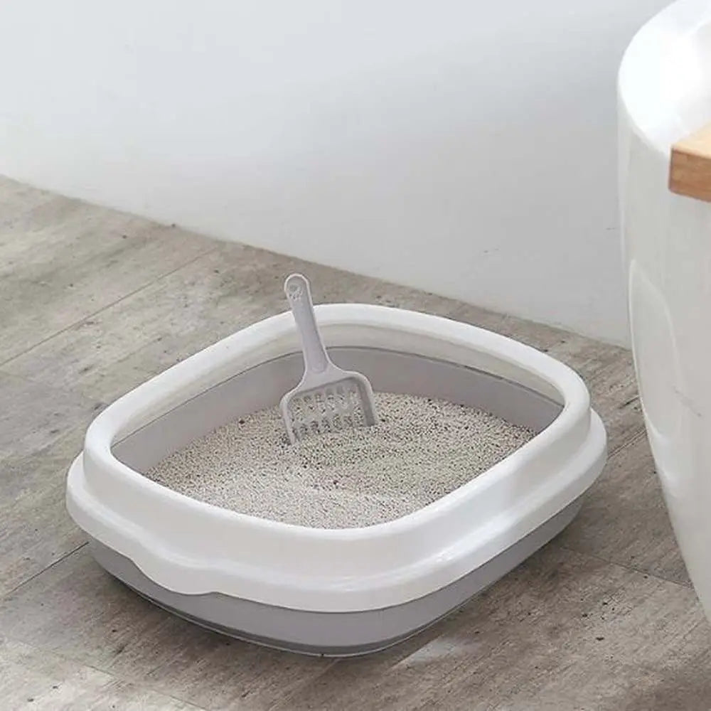 Bac à litière pour chat CleanComfort gris clair, pelle et litière