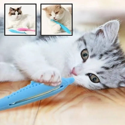 Jouet pour chat Instinct+ : poisson bleu, perforations et pointe sur l’extrémité