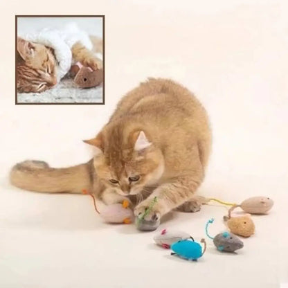 Souris en peluche multicolores avec cordons, jouet interactif pour chat