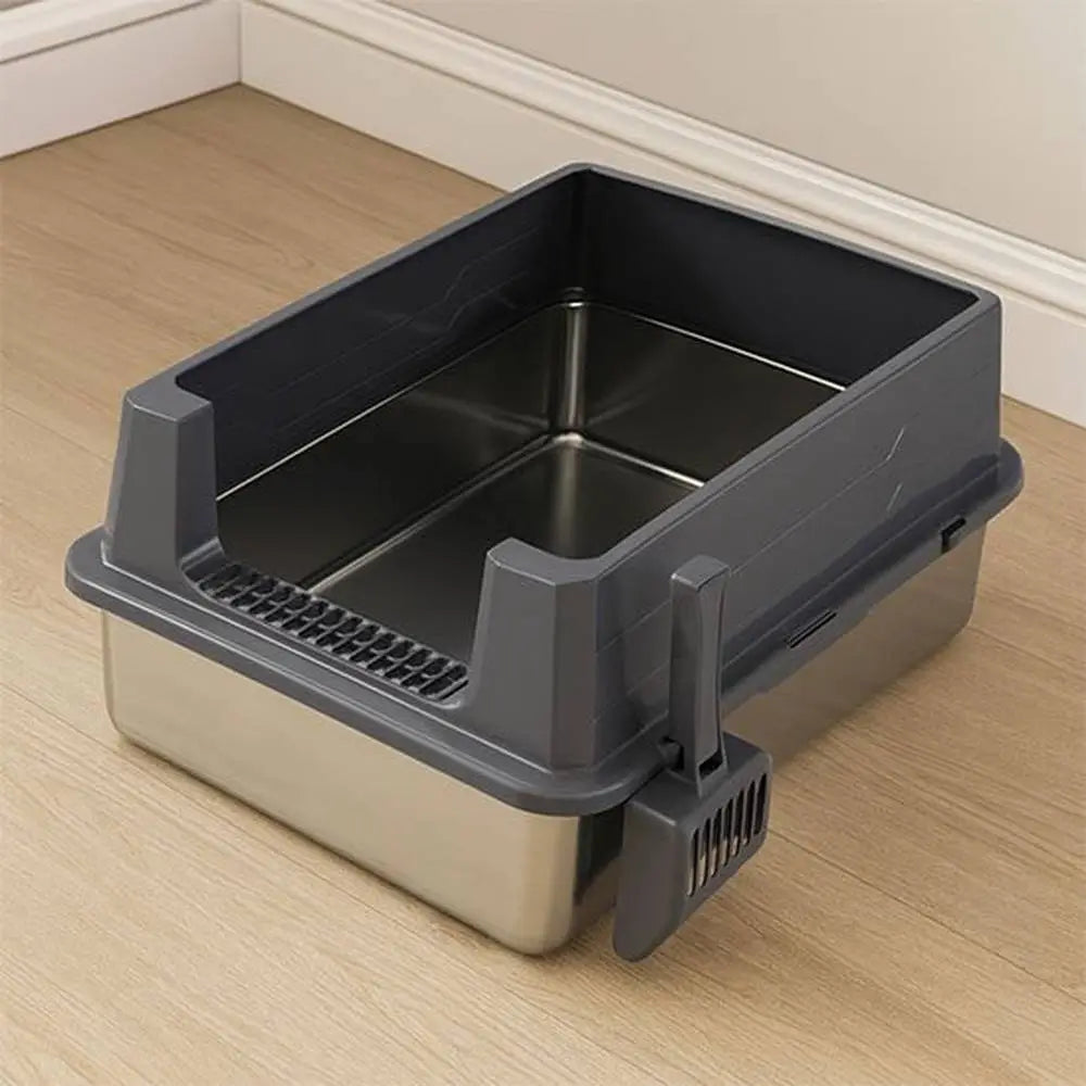Bac à litière pour chat CleanControl avec grille amovible et parois noires