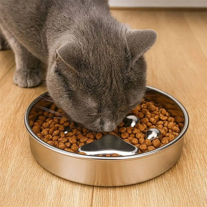 Bol anti-glouton pour chat PetSafe en acier, séparateur ondulé, croquettes et billes