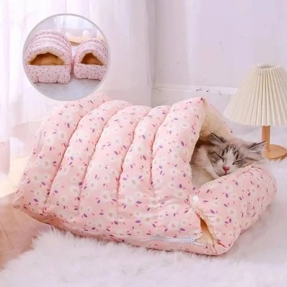 Panier pour chat Cosy Design: nid rose à motifs, ouverture circulaire, coussin moelleux
