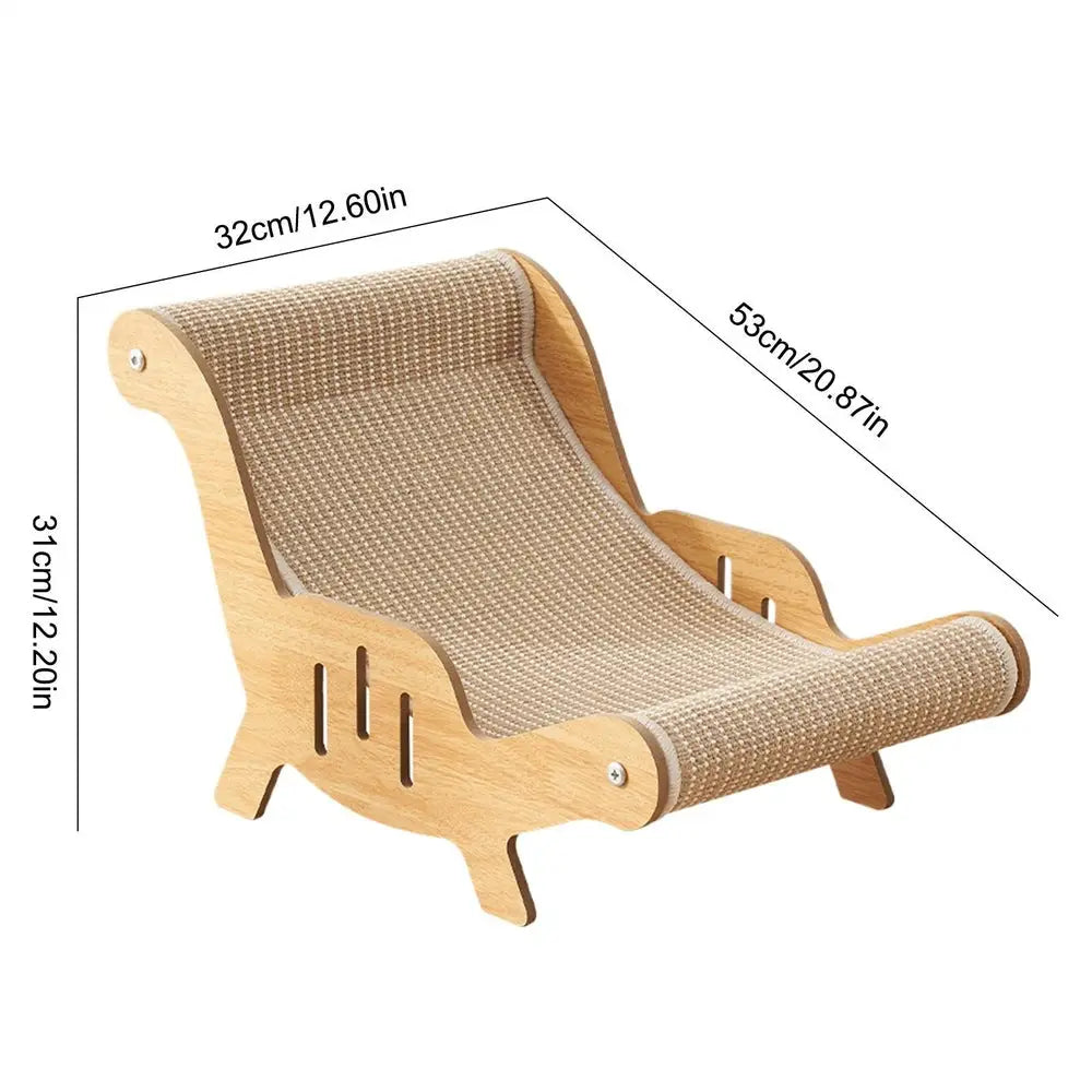 Fauteuil-griffoir pour chat beige en sisal tissé sur piètement en bois clair
