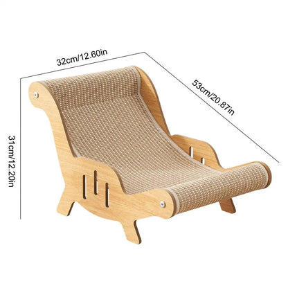 Fauteuil-griffoir pour chat beige en sisal tissé sur piètement en bois clair