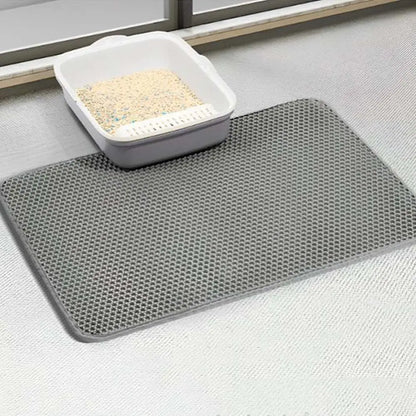 Tapis de litière pour chat gris foncé rectangulaire, texture à picots