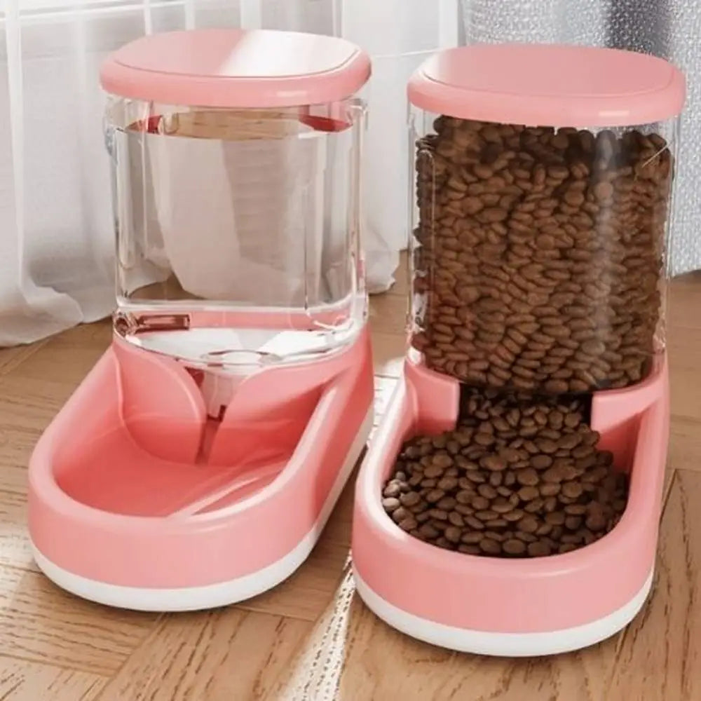 Distributeur de croquettes pour chat SmartFeed rose, réservoir transparent et bol d’alimentation