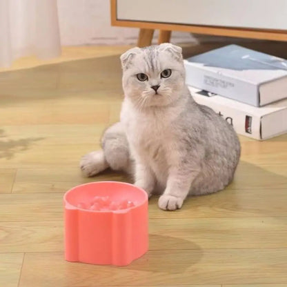 Gamelle anti-glouton pour chat rose, bol à rebords, chat mange