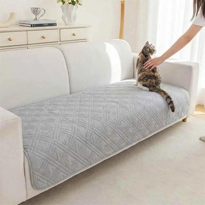 Couvre-canapé pour chat, matelassé gris clair, bord arrondi, couvrant l’assise