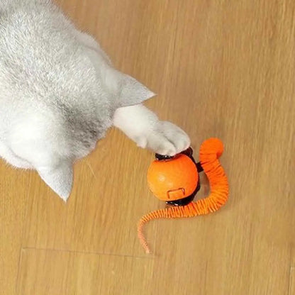 Balle interactive de chat Autonome orange, queue souple et lumière verte