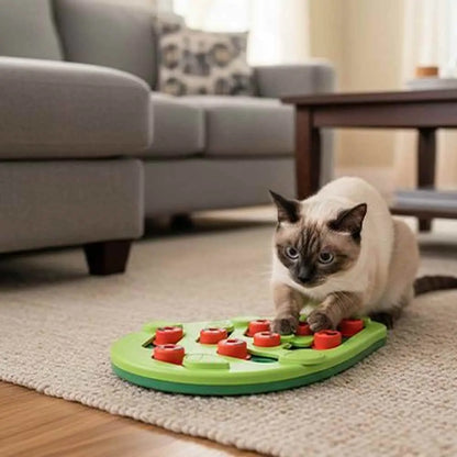 Plateau repas interactif vert avec 14 compartiments et pièces rouges