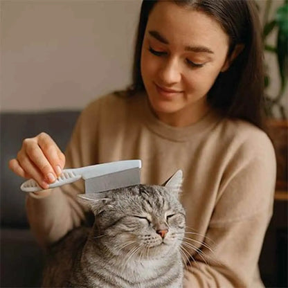 Peigne à chat anti-nœuds blanc, coiffage du pelage gris du chat